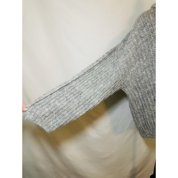 Free People Alpaca Blend Gray Open Knit Turtleneck Oversized Sweater Women SMALL - Picture 5 of 10